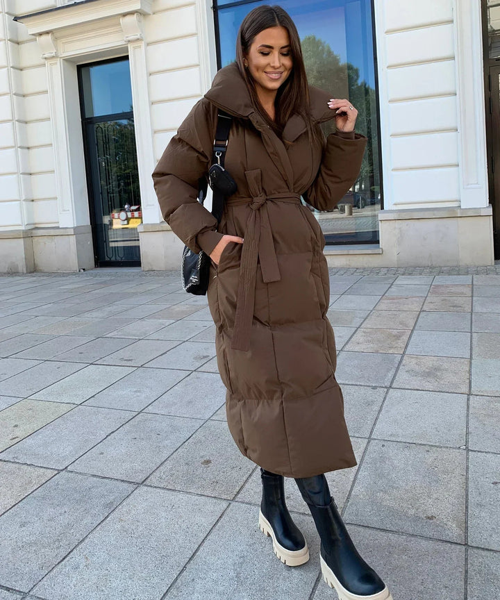 Grace | Belted Longline Puffer Jacket for Women