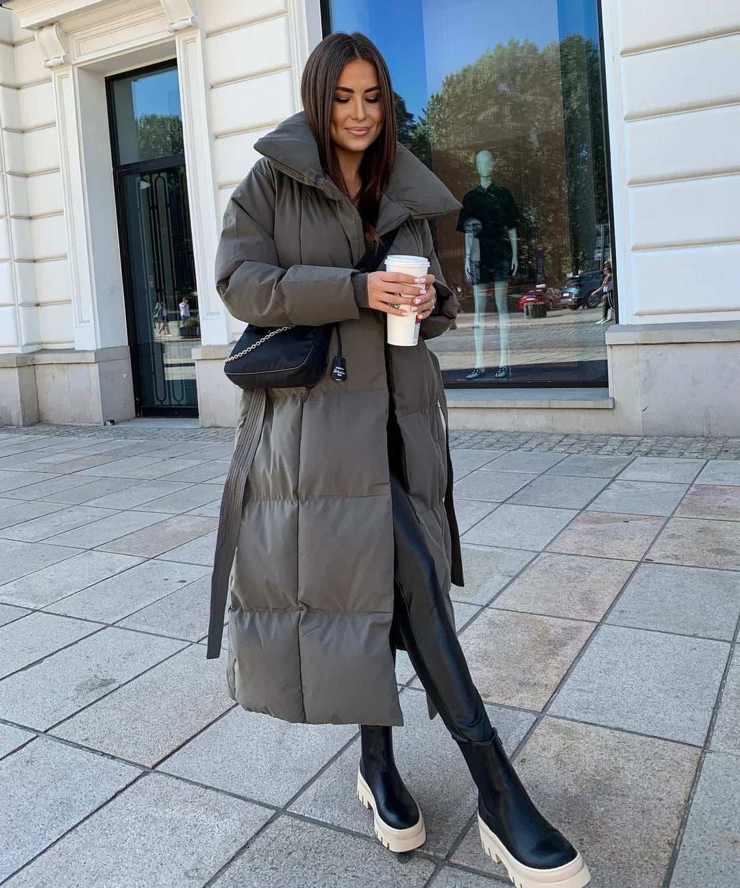 Grace | Belted Longline Puffer Jacket for Women