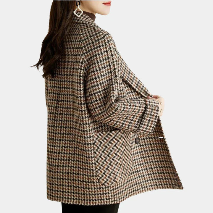 Women's Houndstooth Double-Breasted Blazer Coat