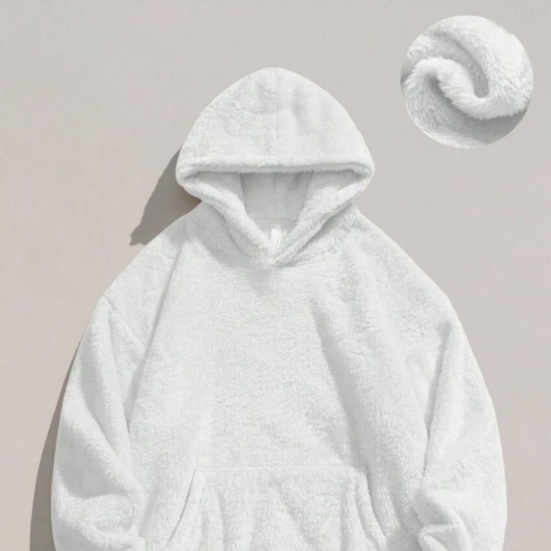 Men's Oversized Sherpa Fleece Hoodie with Kangaroo Pocket