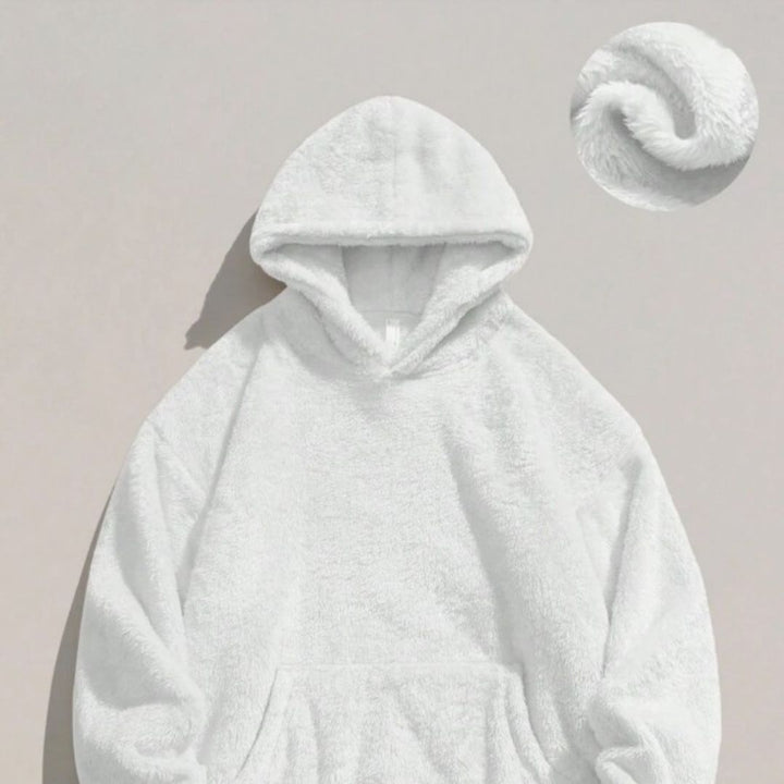 Men's Oversized Sherpa Fleece Hoodie with Kangaroo Pocket
