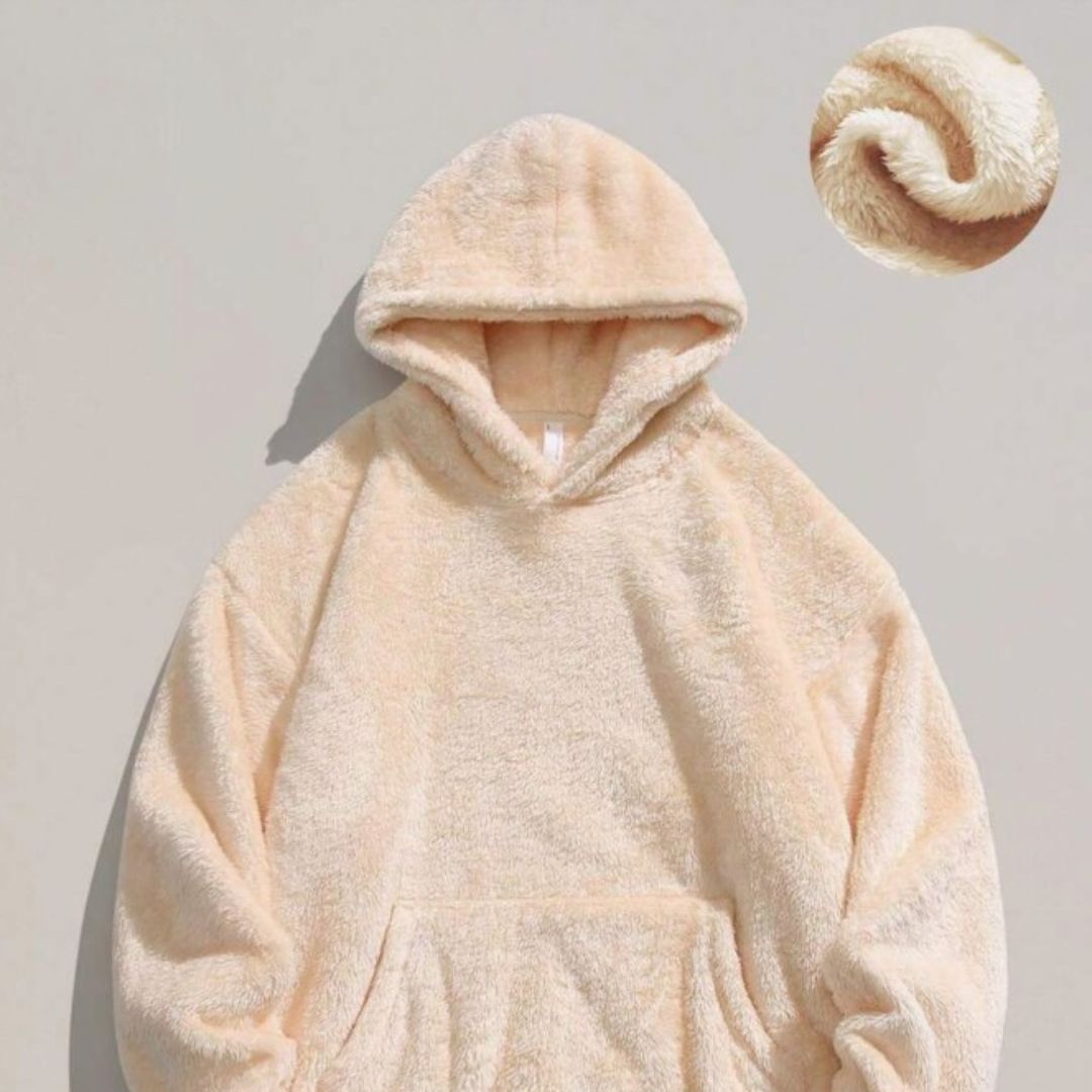 Men's Oversized Sherpa Fleece Hoodie with Kangaroo Pocket