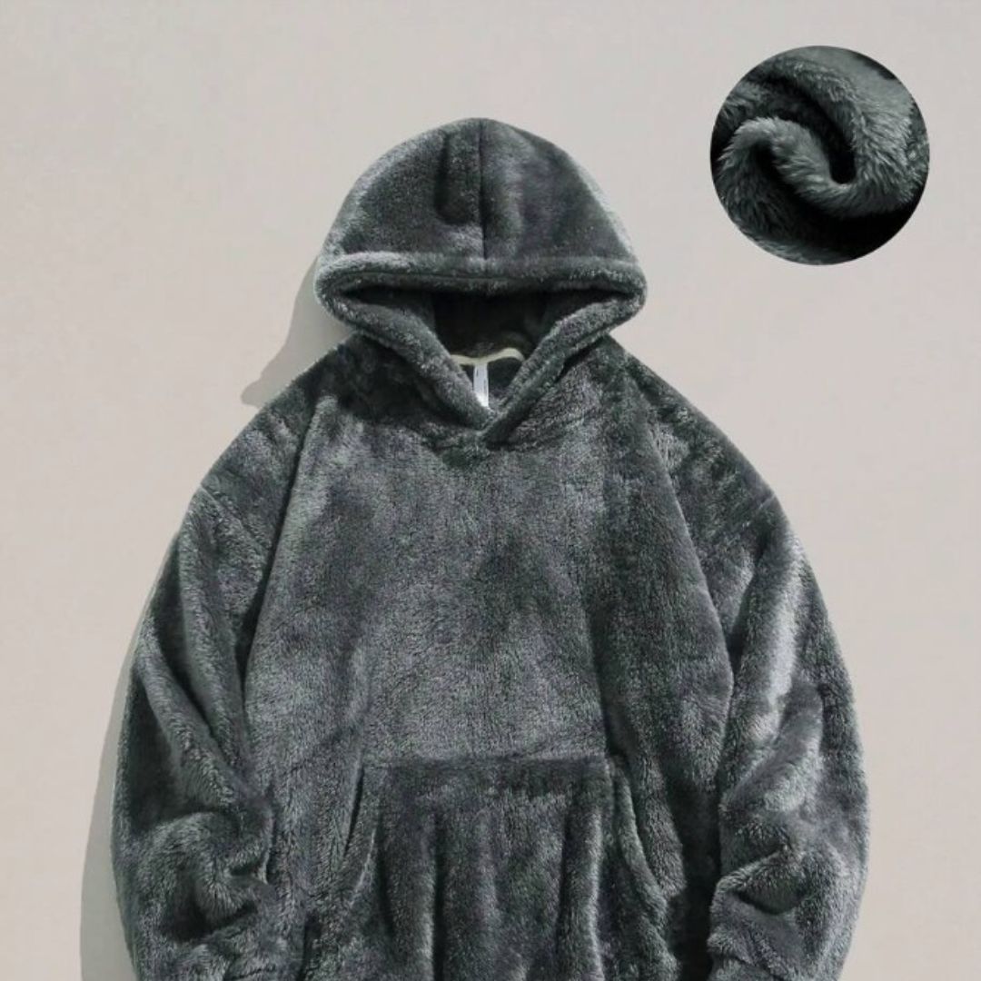 Men's Oversized Sherpa Fleece Hoodie with Kangaroo Pocket
