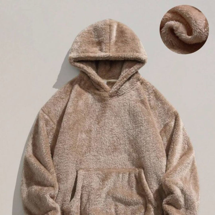 Men's Oversized Sherpa Fleece Hoodie with Kangaroo Pocket