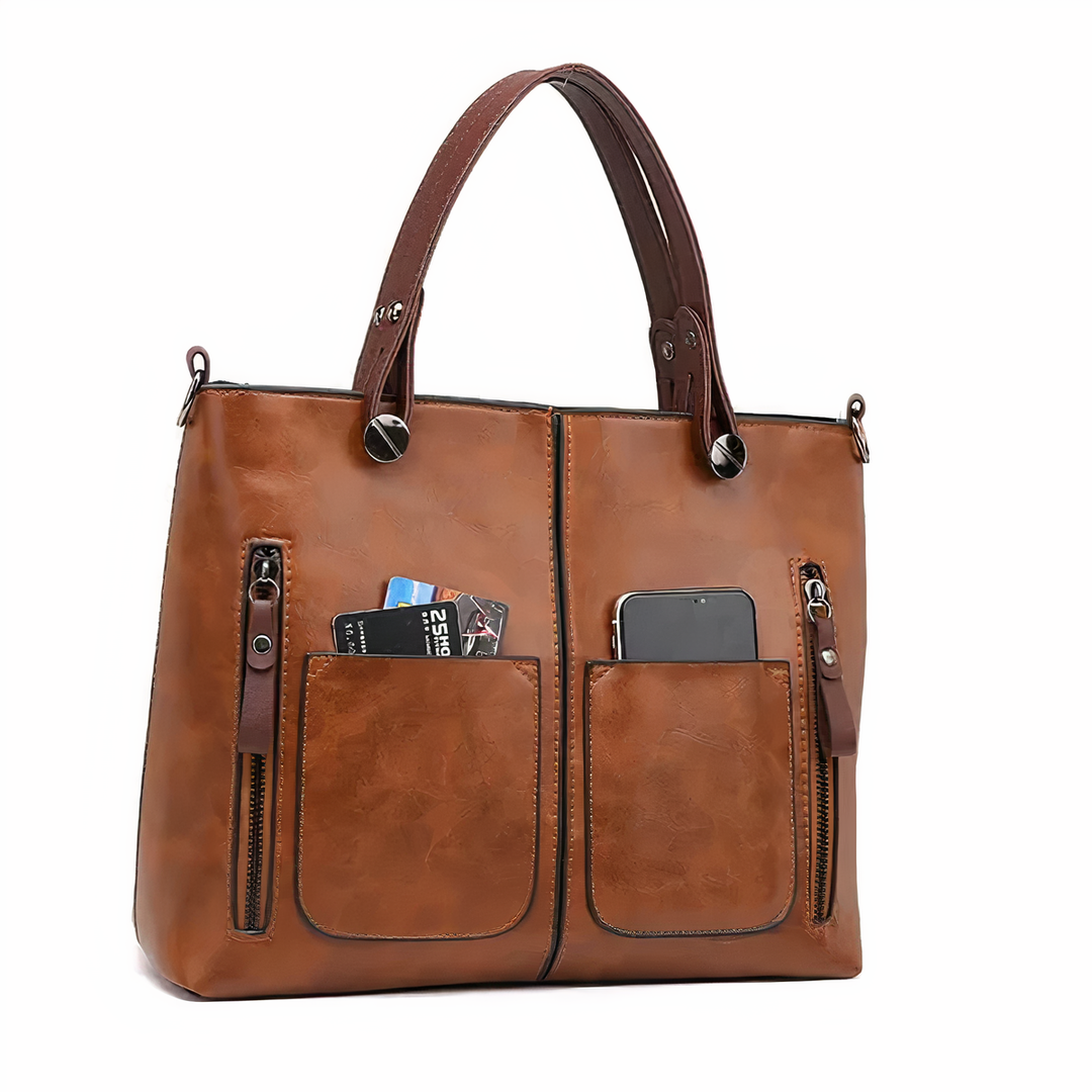 Women's Tote Handbag with Front Zip Pockets