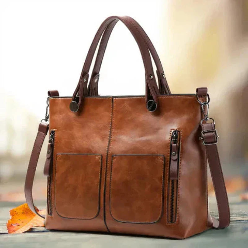 Women's Tote Handbag with Front Zip Pockets