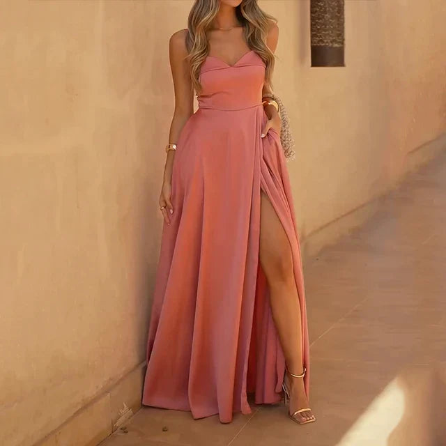 Adeline | Formal Sweetheart Neck Split Maxi Dress
