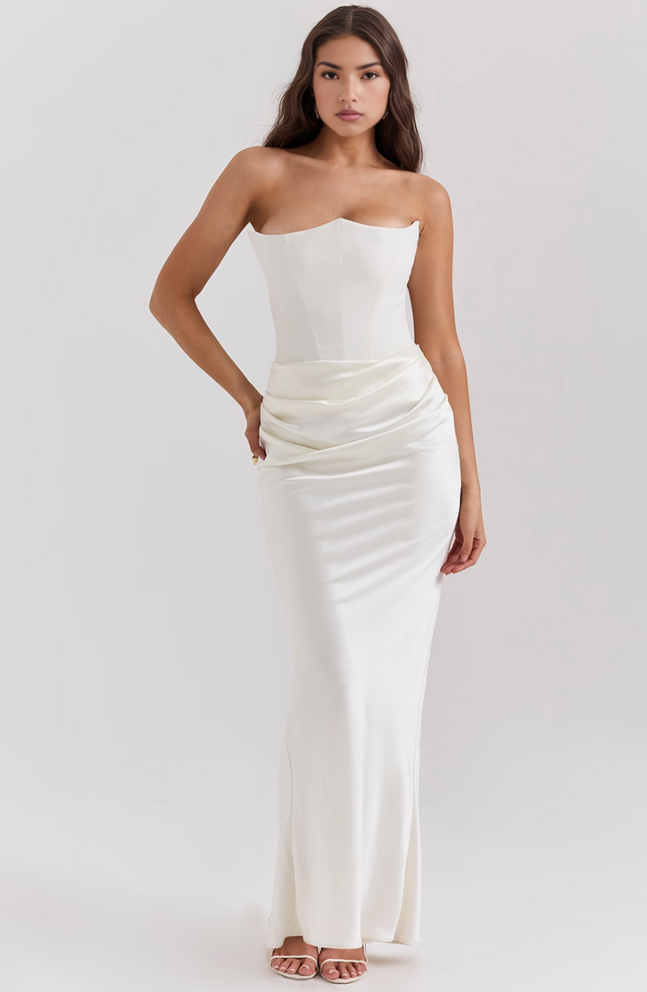 Isabella | Strapless Satin Evening Maxi Dress
