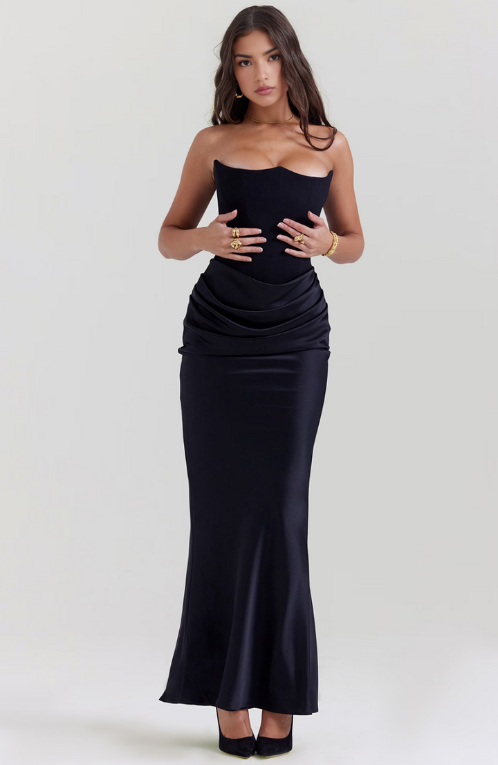 Isabella | Strapless Satin Evening Maxi Dress