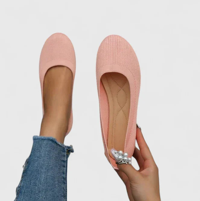 Women's Knit Ballet Flats with Round Toe