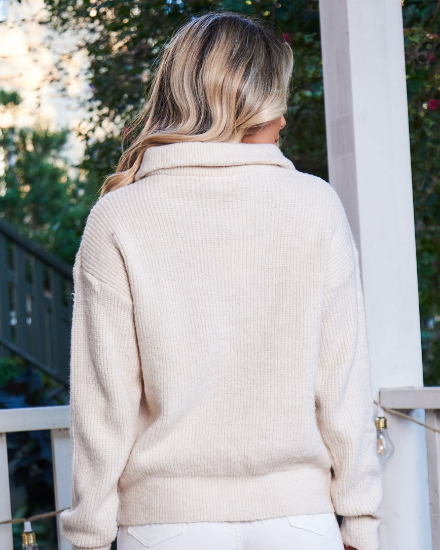 Casual Long Sleeve Rib Knit Sweater