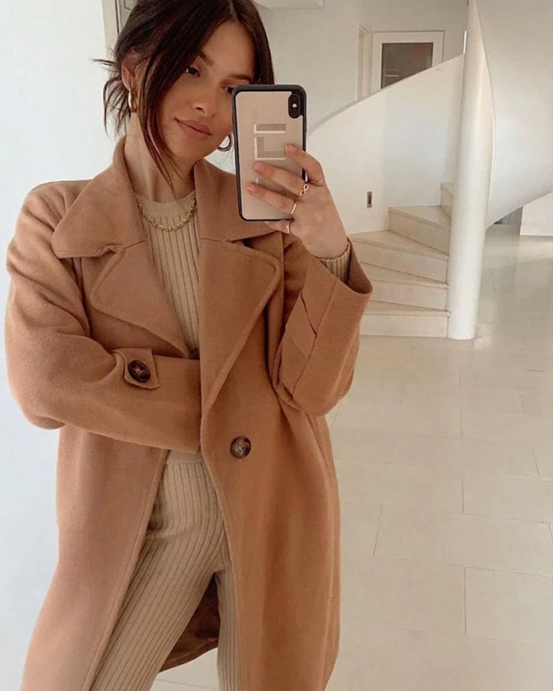 Tailored Open Front Long Coat