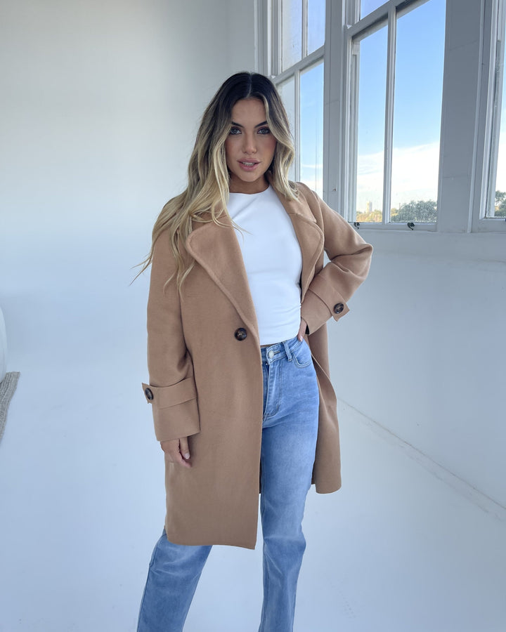Tailored Open Front Long Coat