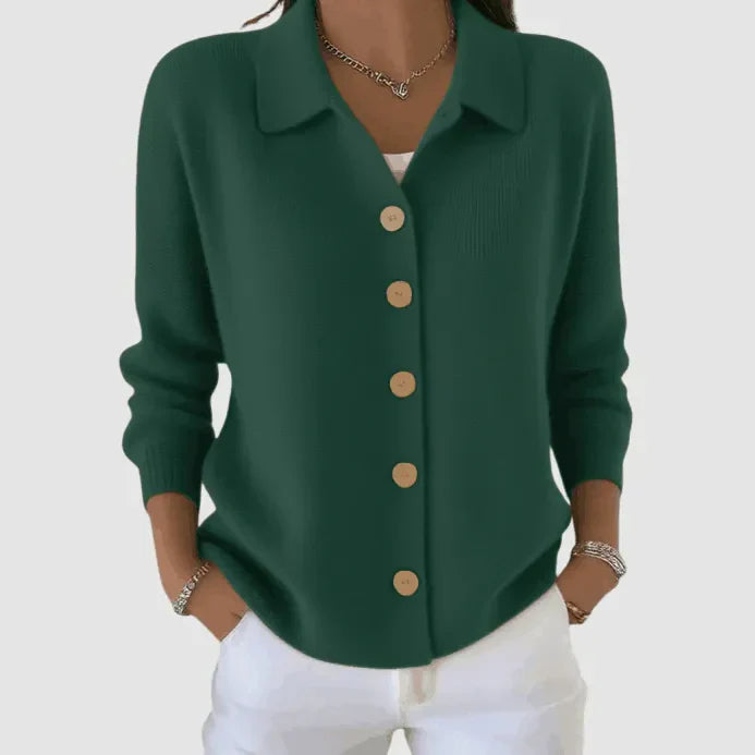 Chloe | Collared Button Front Knit Cardigan