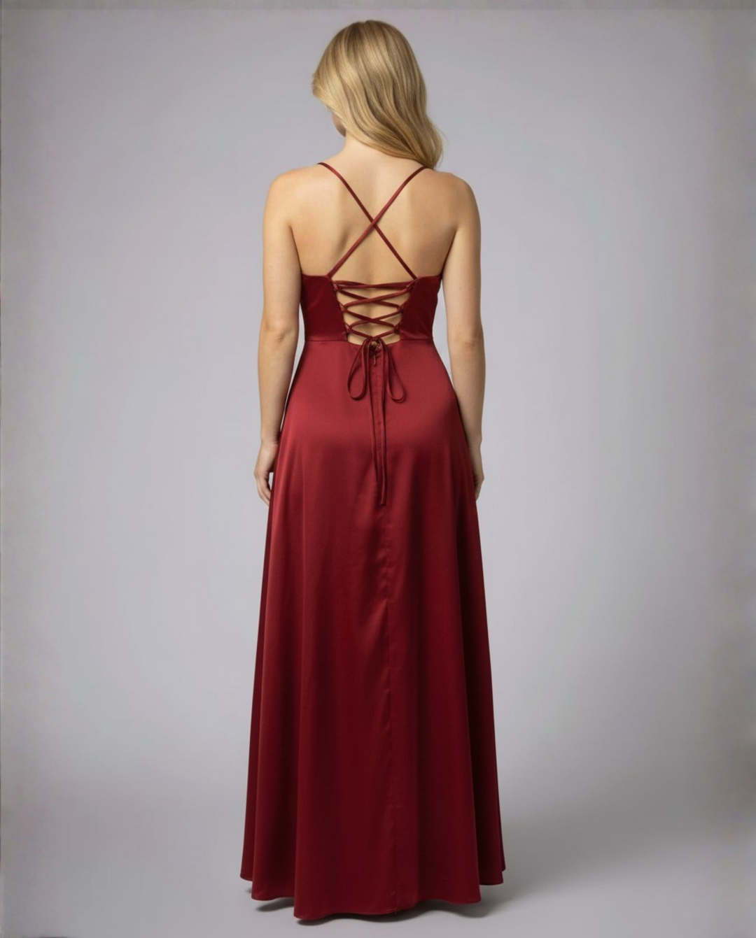 Satin Cowl Neck Evening Maxi Dress