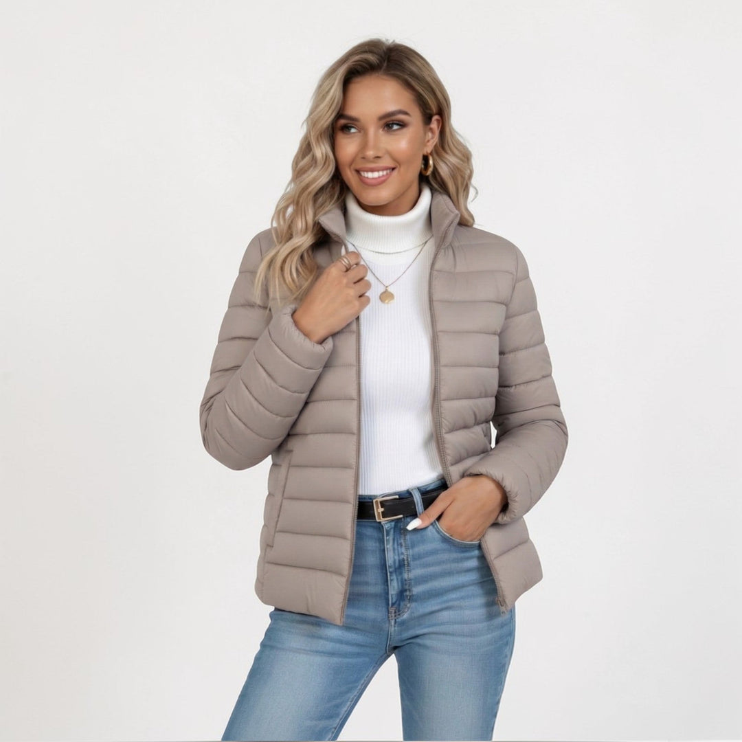 Quilted Zip Puffer Jacket for Women