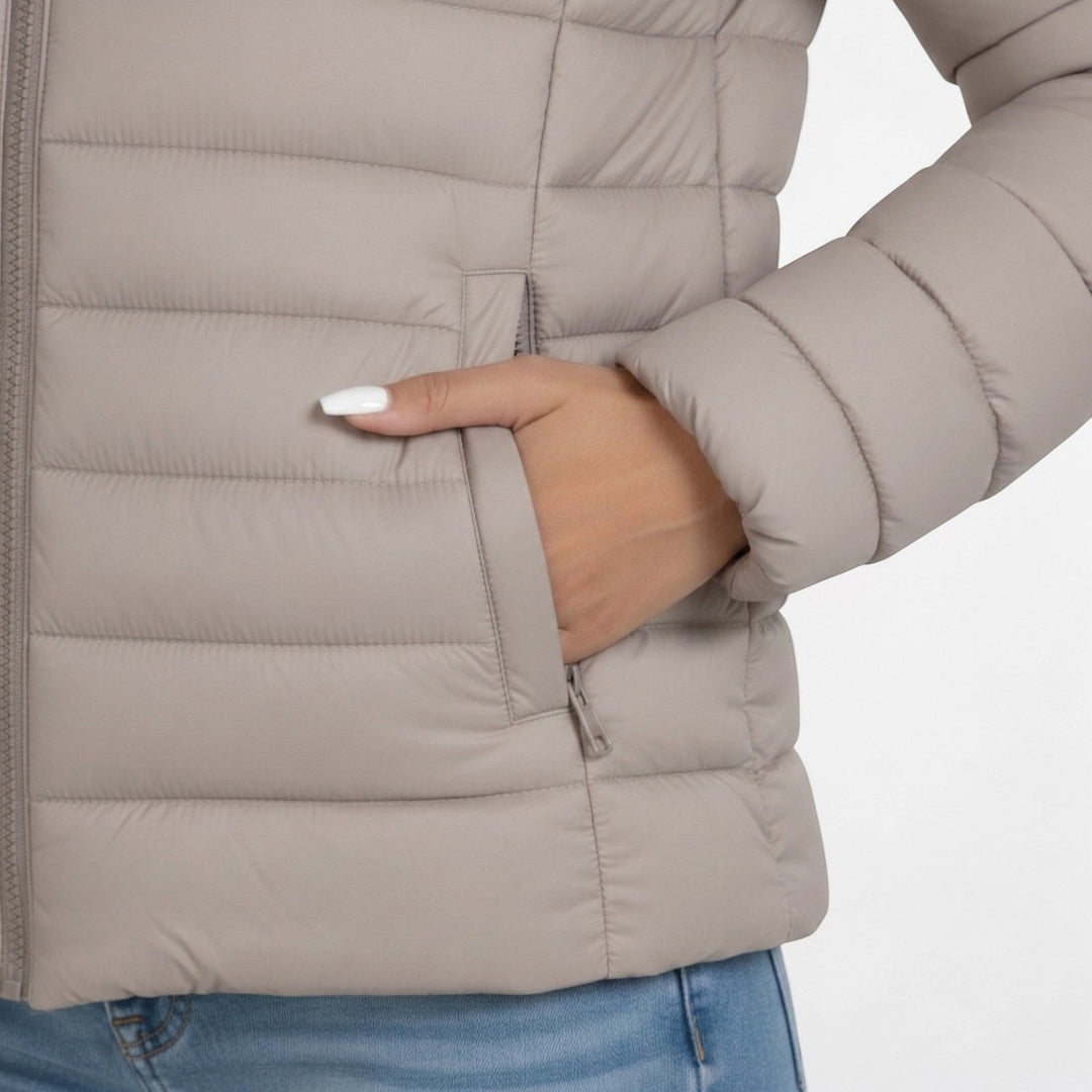 Quilted Zip Puffer Jacket for Women