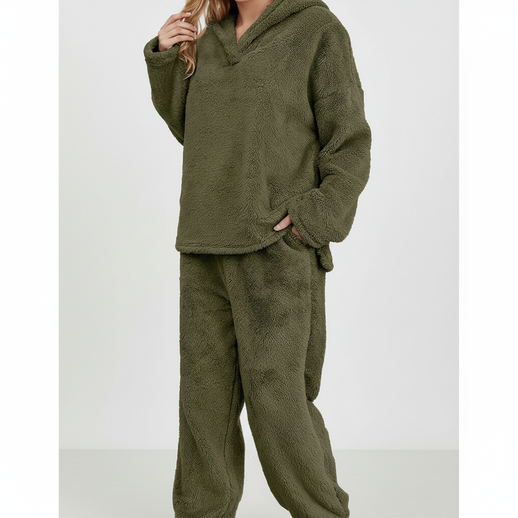 Women's Teddy Fleece Loungewear Set with Hood