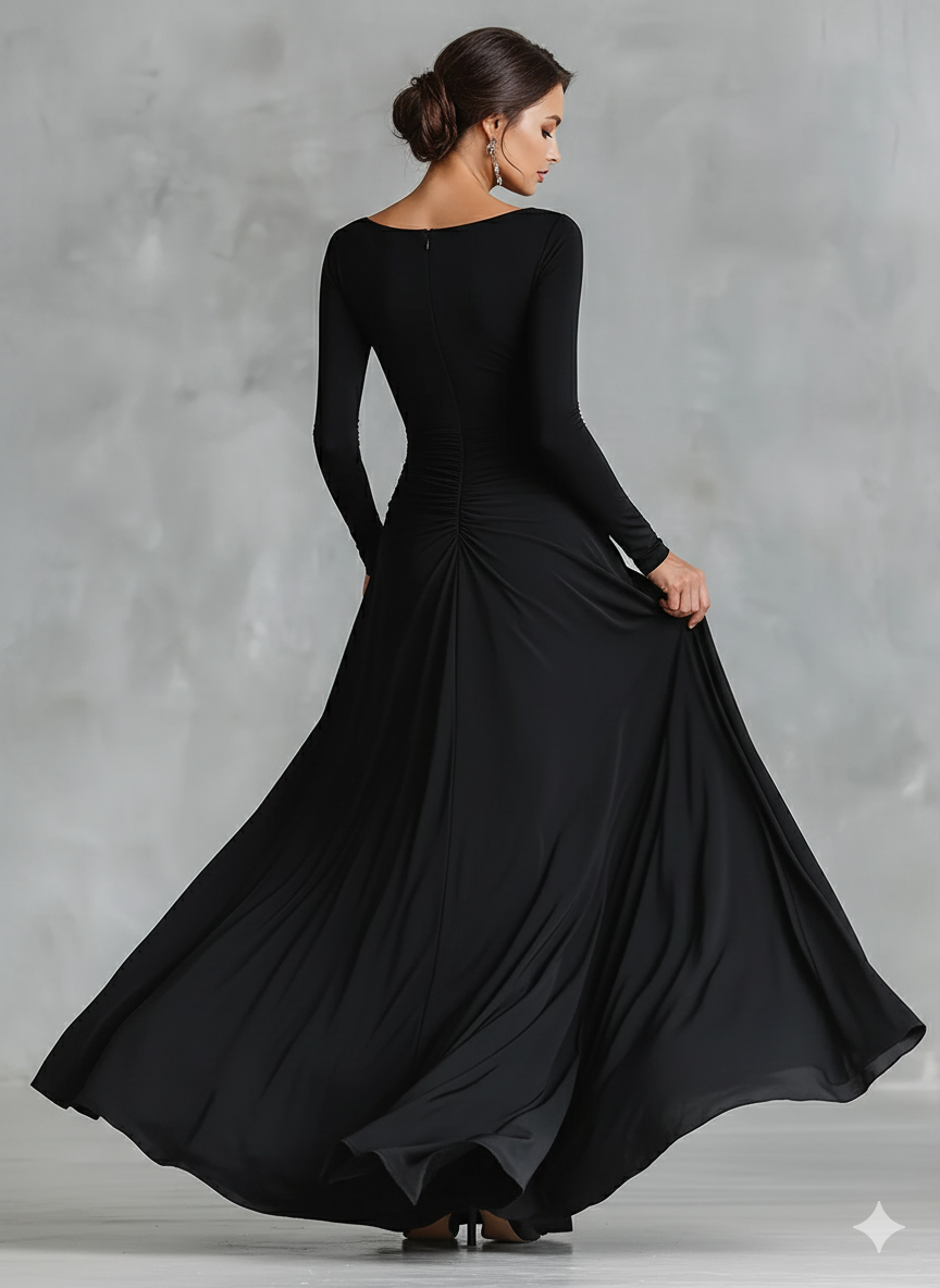 Celeste | Formal Ruched Long Sleeve Maxi Dress