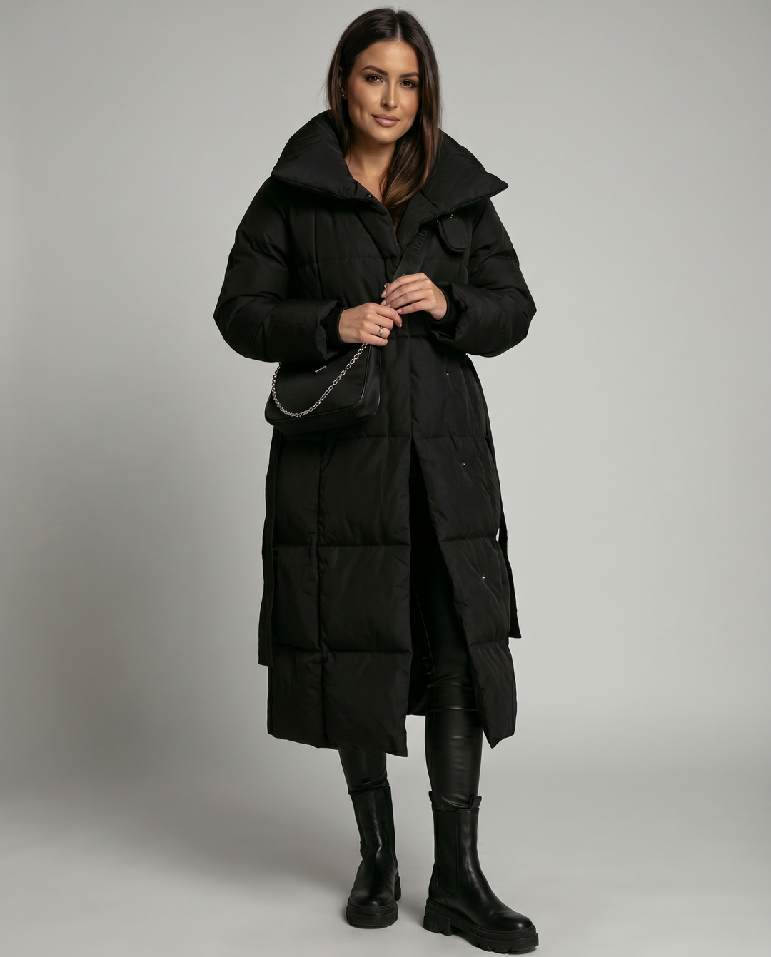 Grace | Belted Longline Puffer Jacket for Women