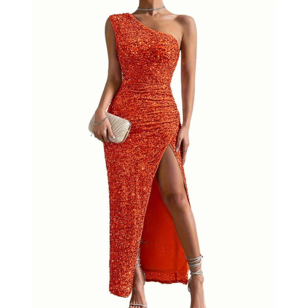 Amelia | Sequin One Shoulder Maxi Dress