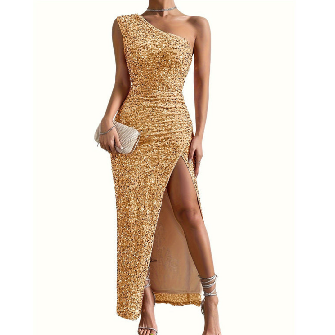 Amelia | Sequin One Shoulder Maxi Dress