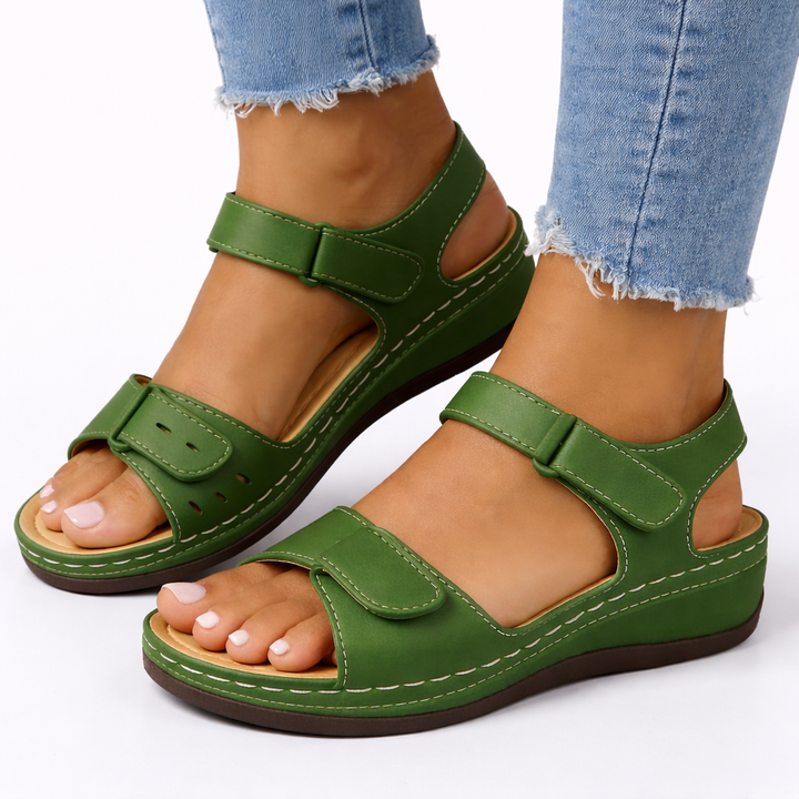 Women's Orthopedic Wedge Sandals with Ring Buckles