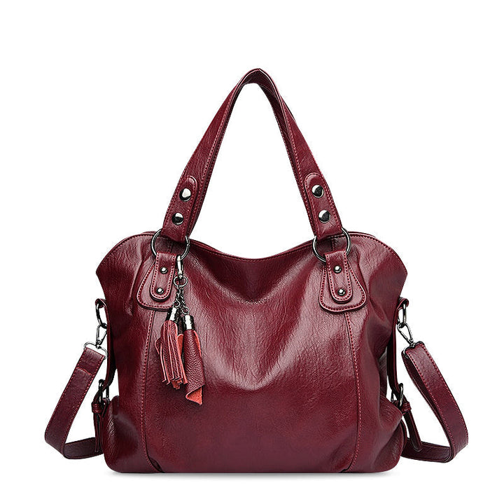 Women's Large Tassel Shoulder Tote Bag with Detachable Strap