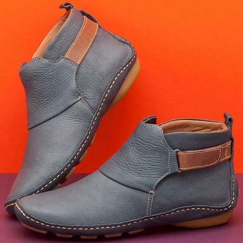 Casual Slip On Leather Ankle Boots