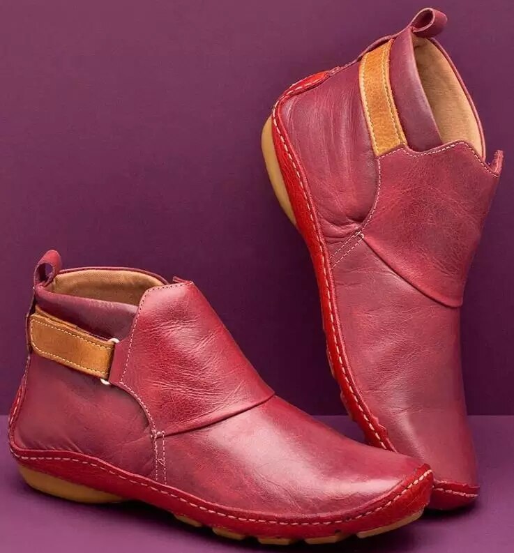 Casual Slip On Leather Ankle Boots