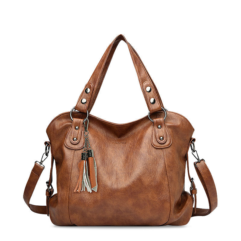 Women's Large Tassel Shoulder Tote Bag with Detachable Strap