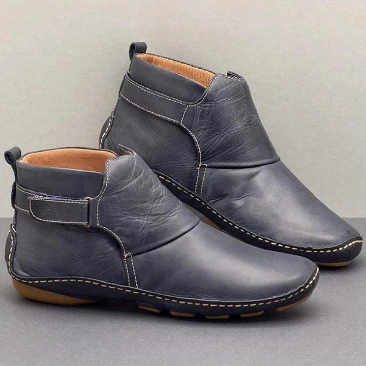 Casual Slip On Leather Ankle Boots