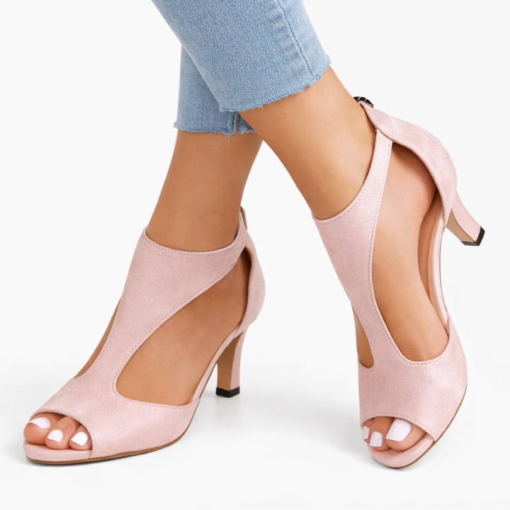 Isabella | Elegant Cut-Out Open Toe Heels