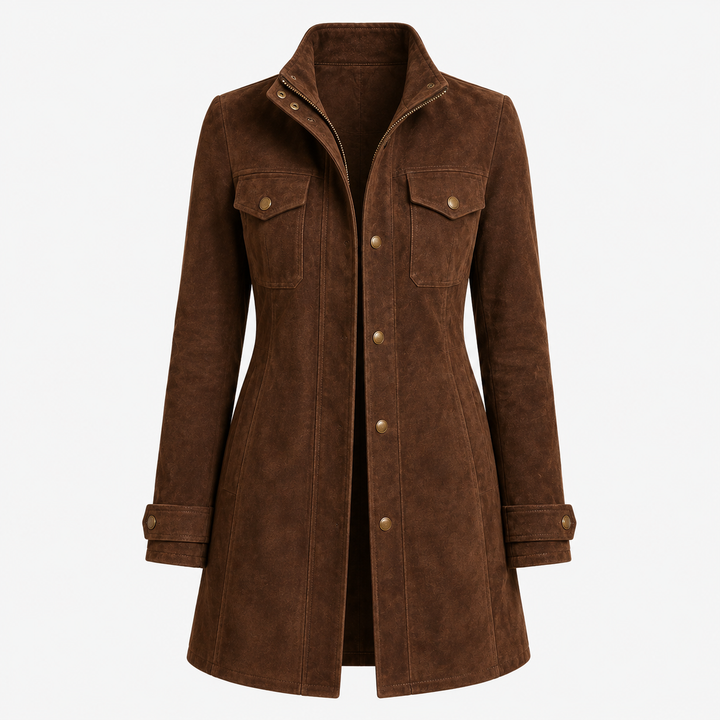 Women's Suede Longline Coat in a Tailored Fit