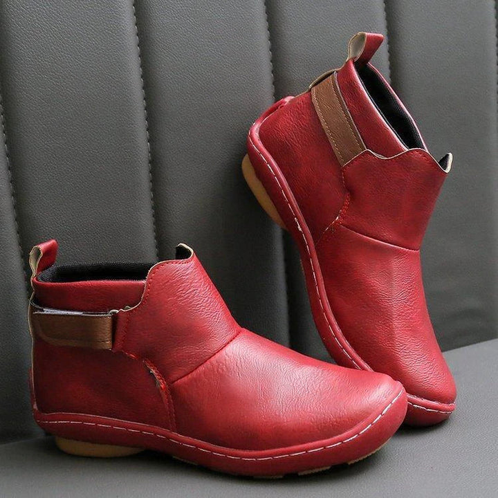 Casual Slip On Leather Ankle Boots