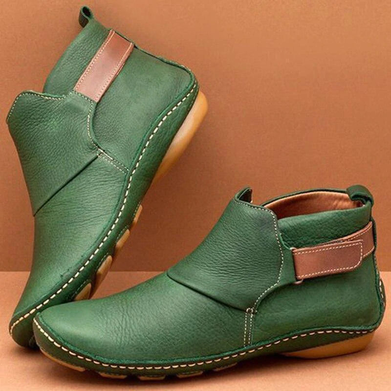 Casual Slip On Leather Ankle Boots