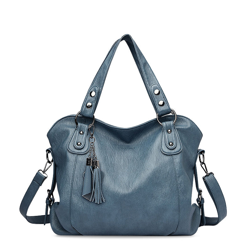 Women's Large Tassel Shoulder Tote Bag with Detachable Strap