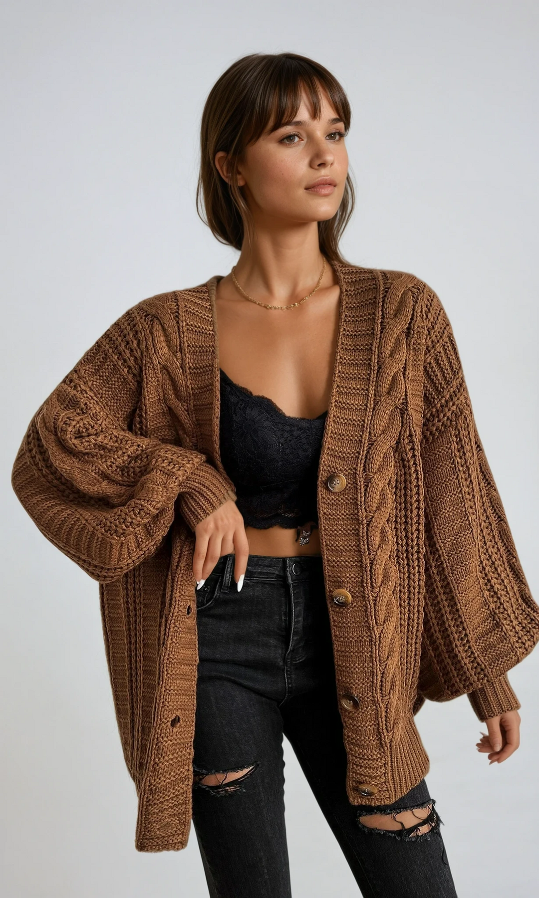 Amelia | Oversized Cable Knit Cardigan