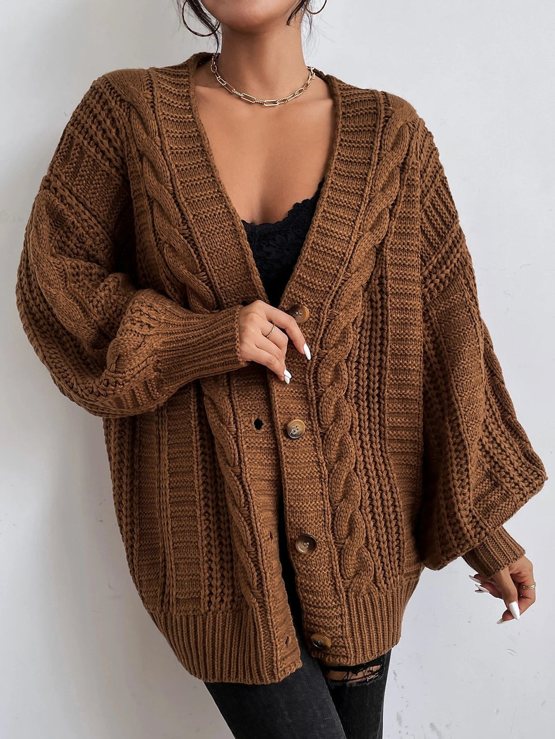 Amelia | Oversized Cable Knit Cardigan