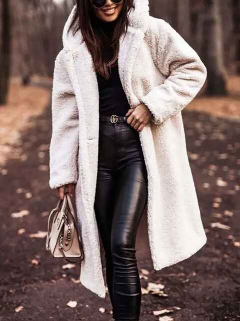 Women's Oversized Wool Teddy Coat with Hood