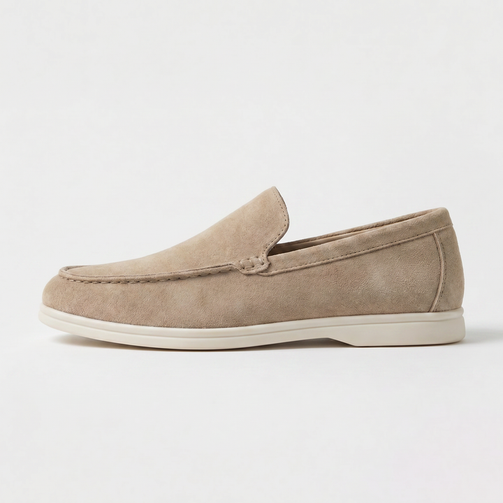 Men's Suede Slip-On Loafers with Stitched Detailing