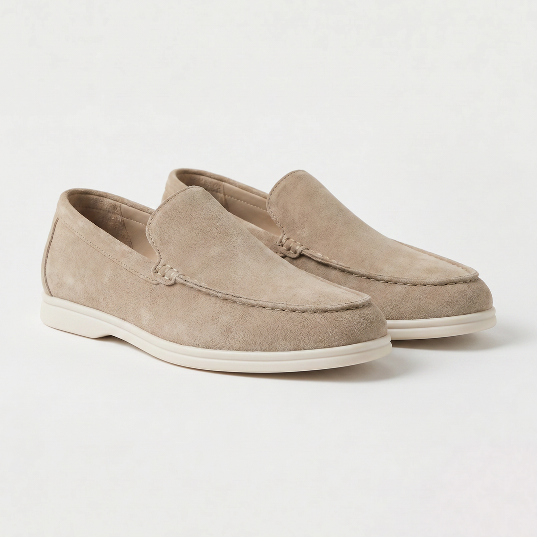Men's Suede Slip-On Loafers with Stitched Detailing