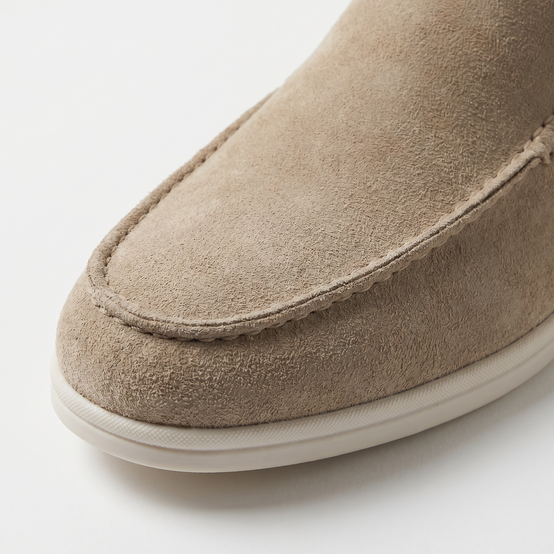 Men's Suede Slip-On Loafers with Stitched Detailing