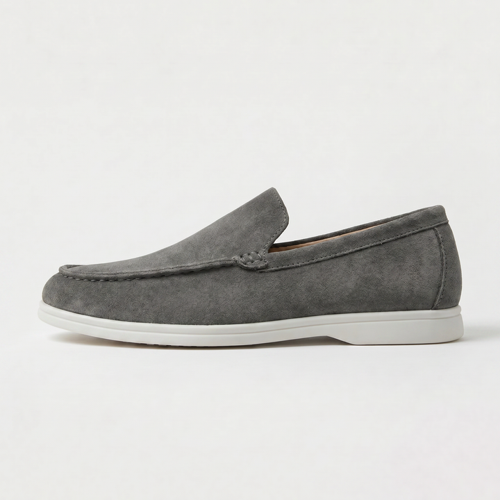 Men's Suede Slip-On Loafers with Stitched Detailing