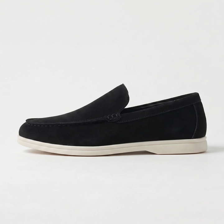 Men's Suede Slip-On Loafers with Stitched Detailing
