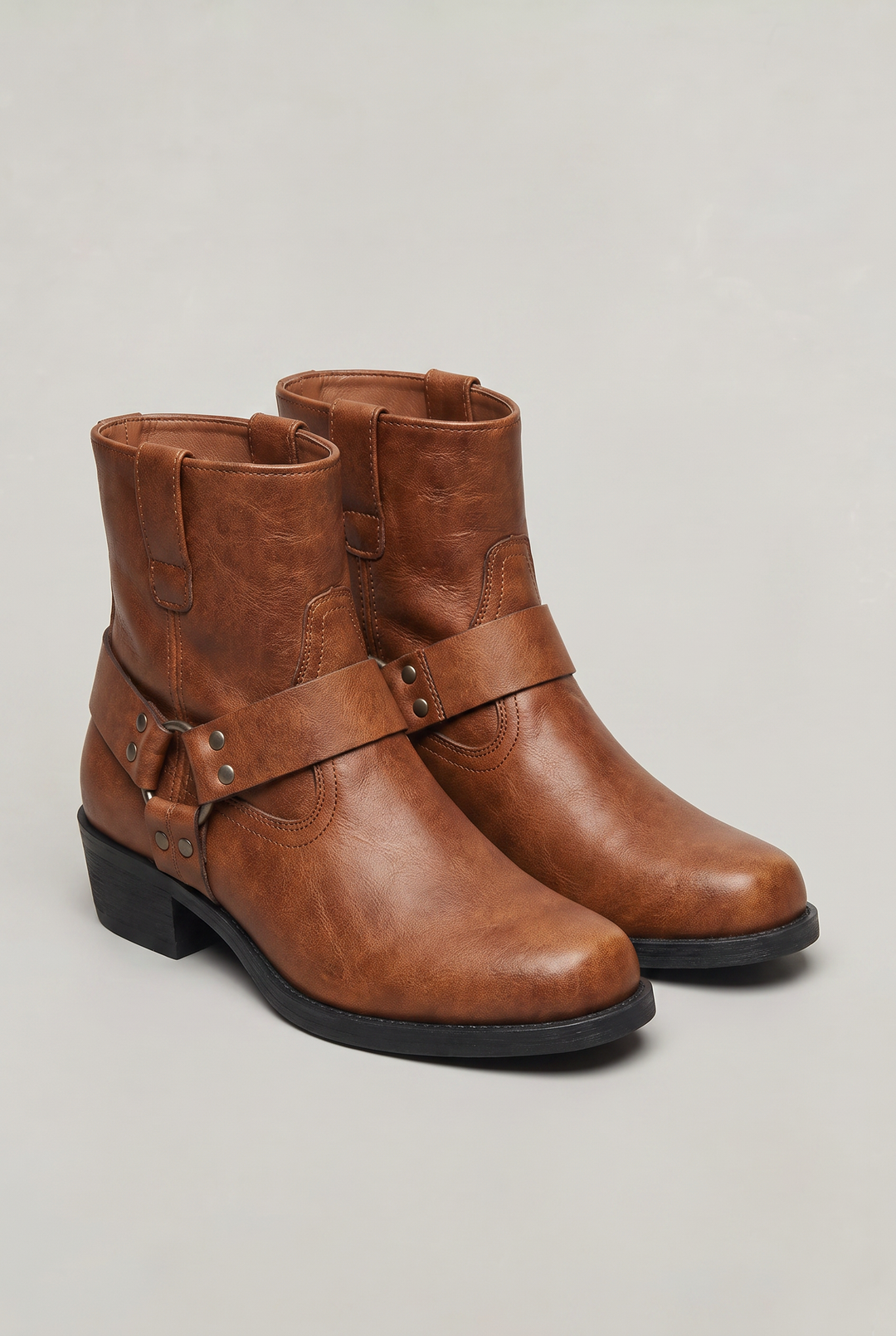 Men's Harness Ankle Boots with Side Zip