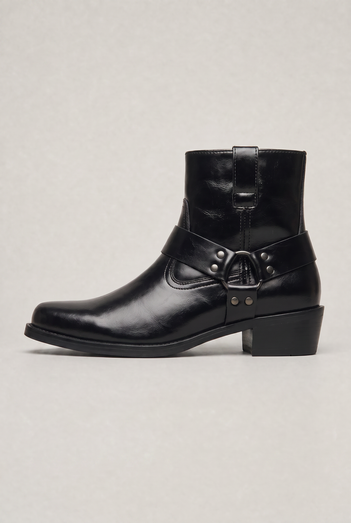 Men's Harness Ankle Boots with Side Zip