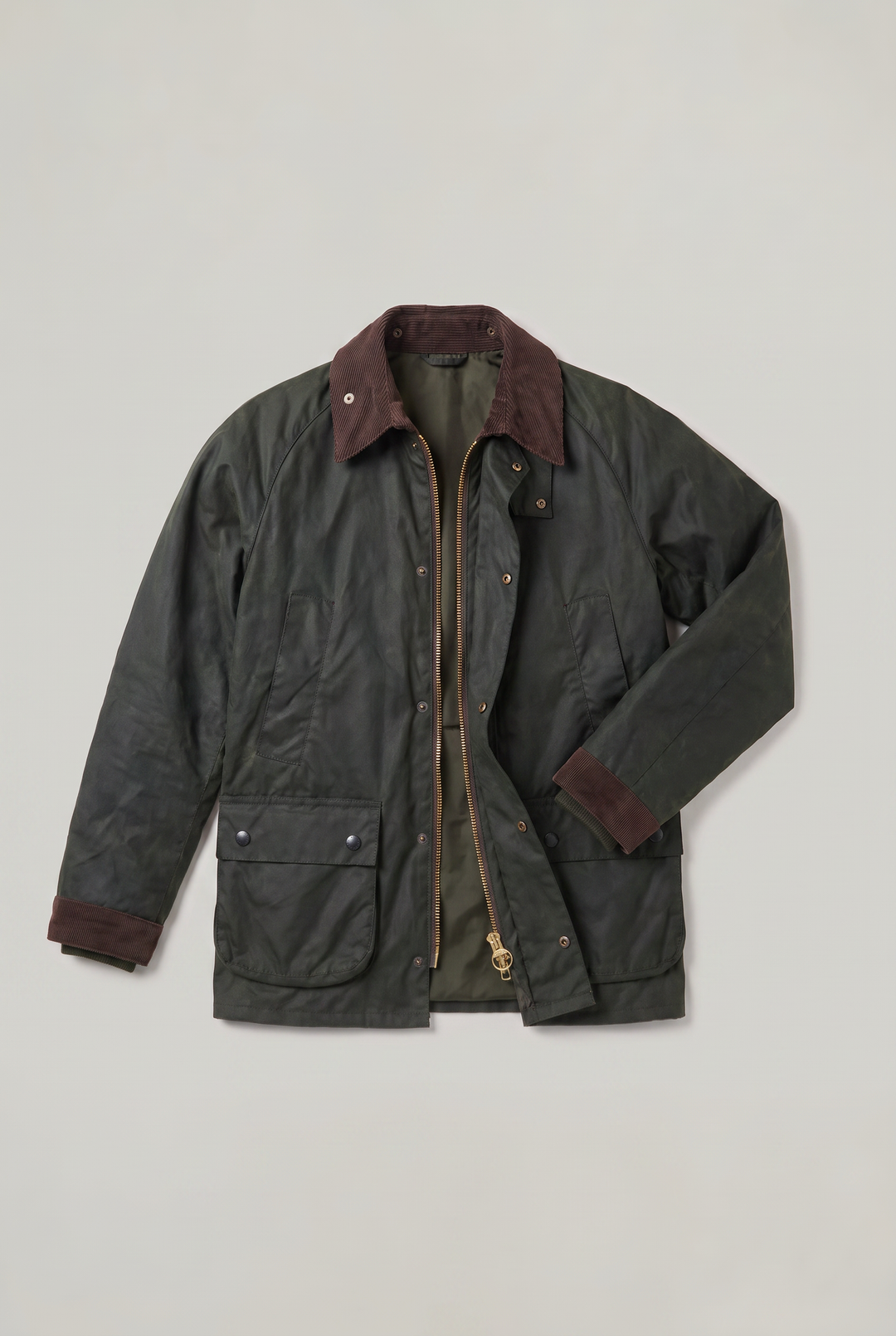 Men's Oil-Waxed Jacket with Corduroy Collar
