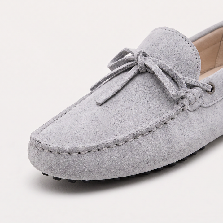 Men's Suede Driving Shoes with Front Tie Accent