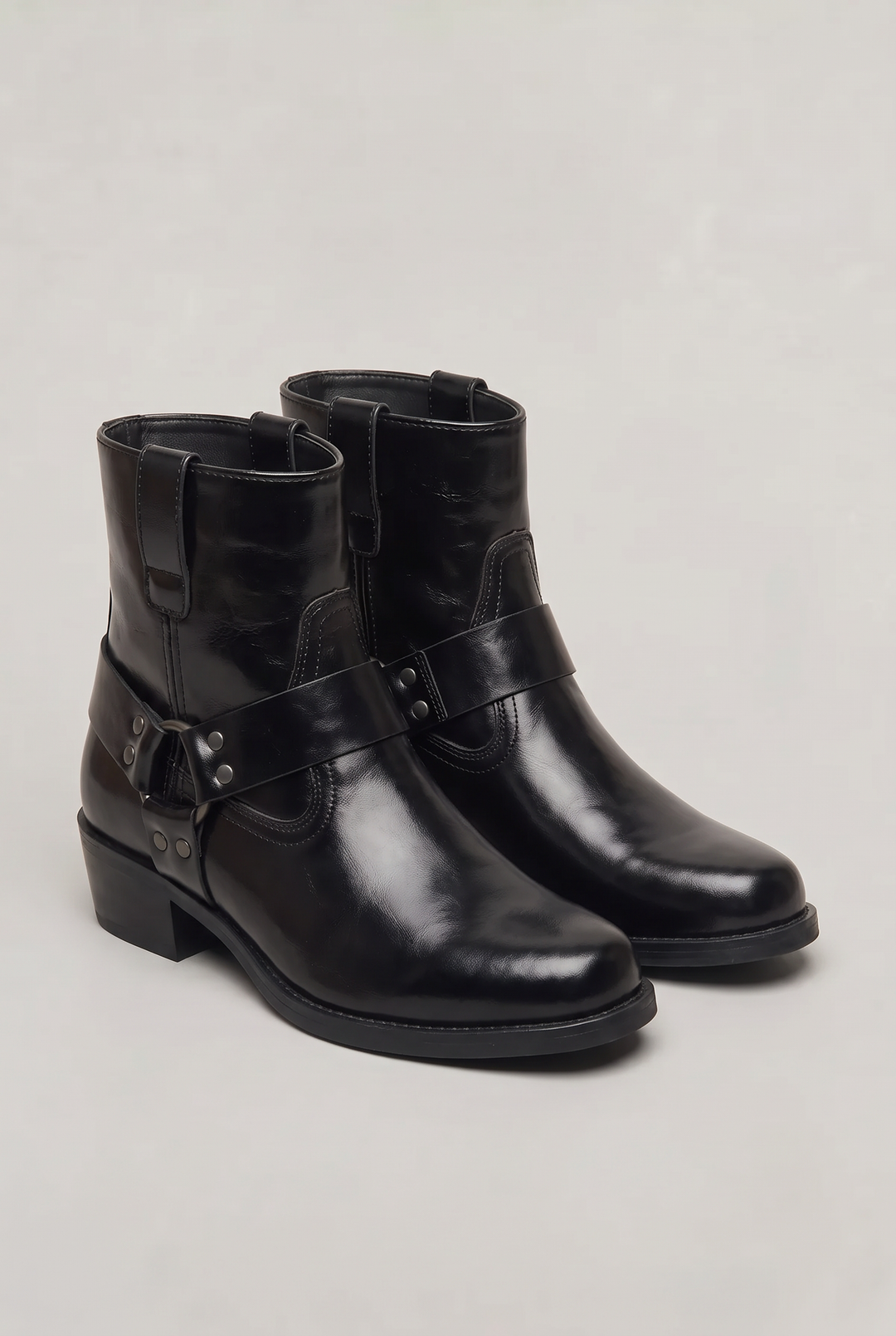 Men's Harness Ankle Boots with Side Zip